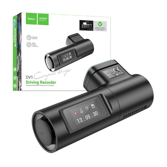 Câmera de Viagem Hoco DV1 DVR Gravador de Condução para Carro Preto Câmera de Viagem Hoco DV1 DVR Gravador de Condução para Carro Preto